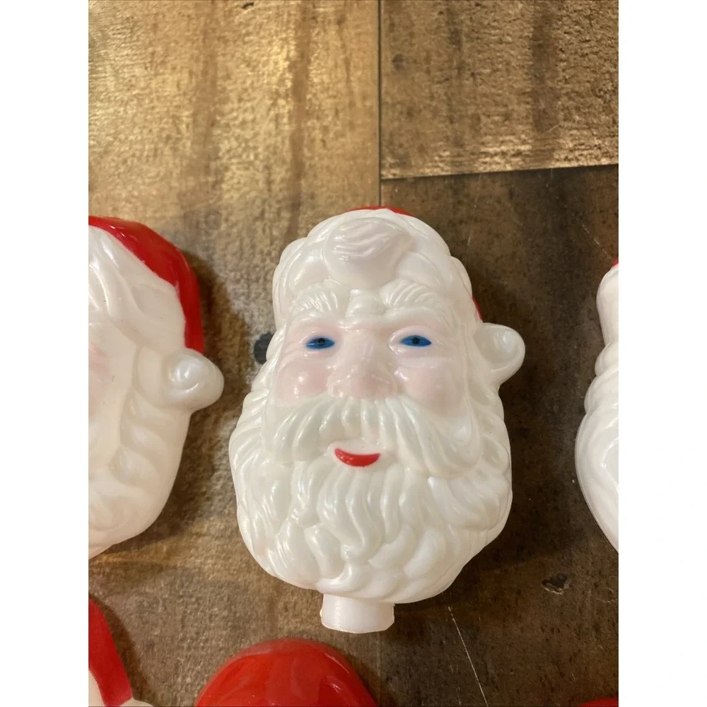 8 Blow Mold Acrylic Santa Claus Face Head Light Covers 3 1/2